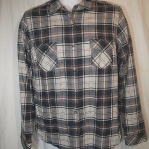 KUHL Dillingr Flannel Long Sleeve Shirt Blue  Plaid Mens Sz Large Metal Buttons